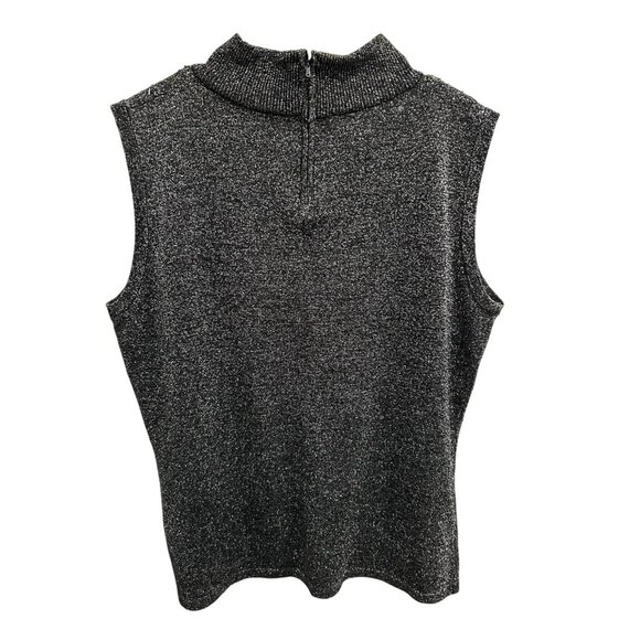 High Point Sleeveless Mock Neck Sparkle Metallic Top Sequin Detail Sz Large - Picture 2 of 7